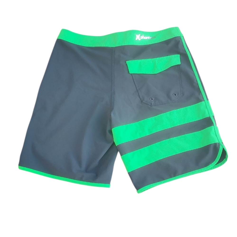 Hurley Phantom Men's Gray and Green Swim Shorts Size 30 - Picture 2 of 6